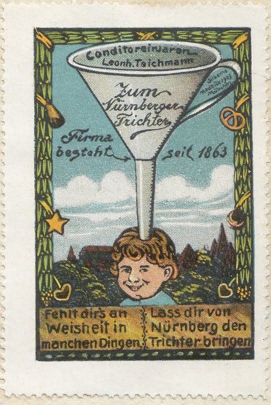 1910 Nuremberg poster stamp depicting the Nuremberg funnel